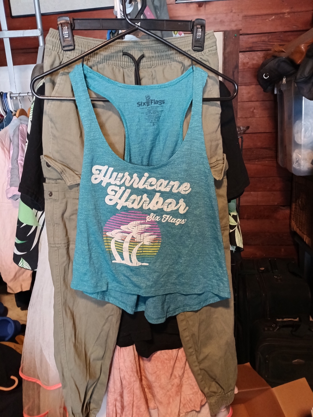 Six Flags Hurricane Harbor Girls' Teal Racerback Tank